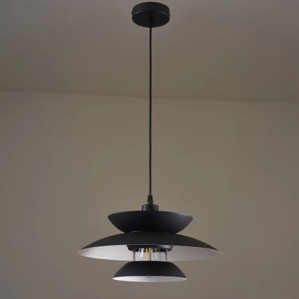 Candeeiro suspenso BERIT 1xE27/20W/230V preto