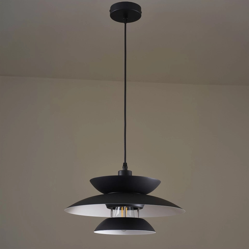 Candeeiro suspenso BERIT 1xE27/20W/230V preto