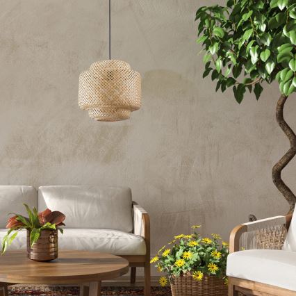 Candeeiro suspenso BERTA 1xE27/20W/230V diâmetro 40 cm bambu