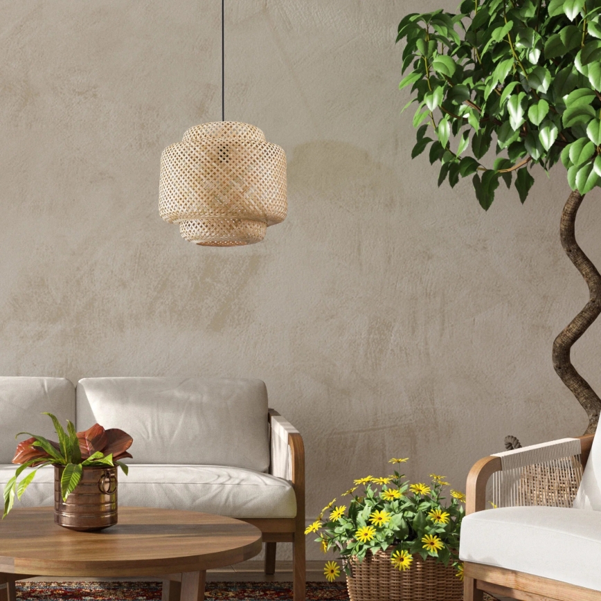 Candeeiro suspenso BERTA 1xE27/20W/230V diâmetro 40 cm bambu
