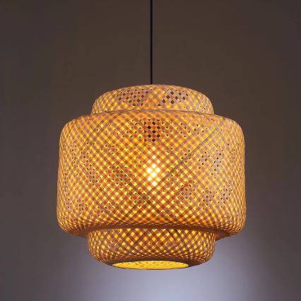Candeeiro suspenso BERTA 1xE27/20W/230V diâmetro 40 cm bambu