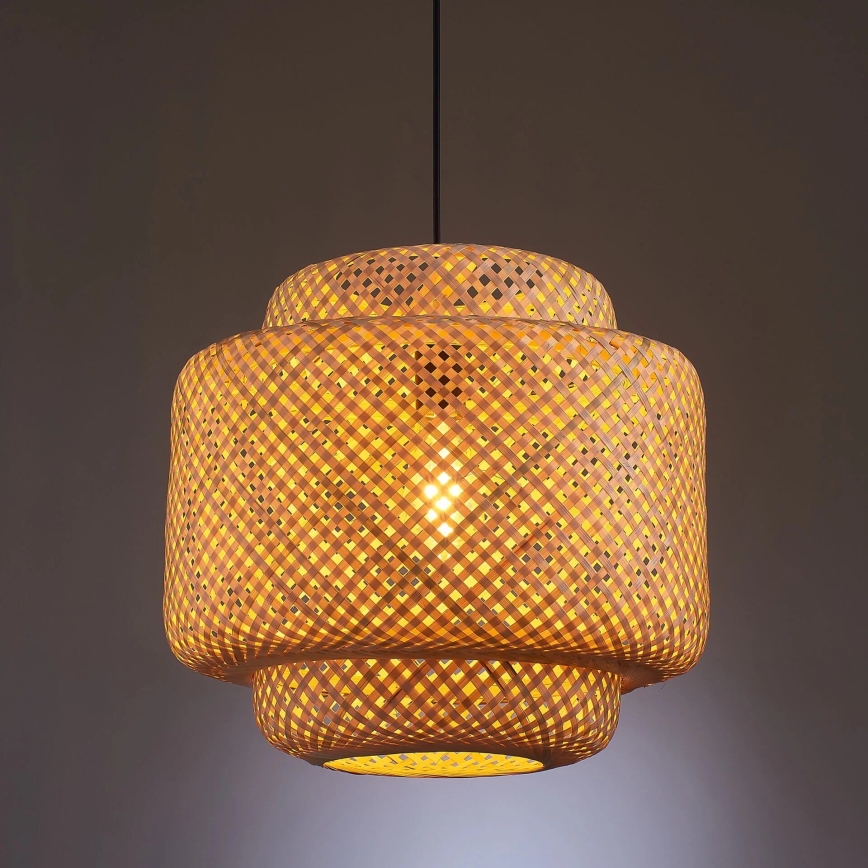 Candeeiro suspenso BERTA 1xE27/20W/230V diâmetro 40 cm bambu
