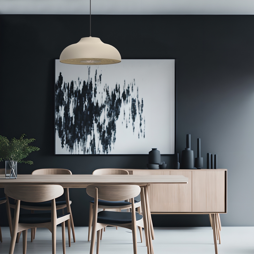 Candeeiro suspenso BILBAO 1xE27/15W/230V diâmetro 40 cm bege