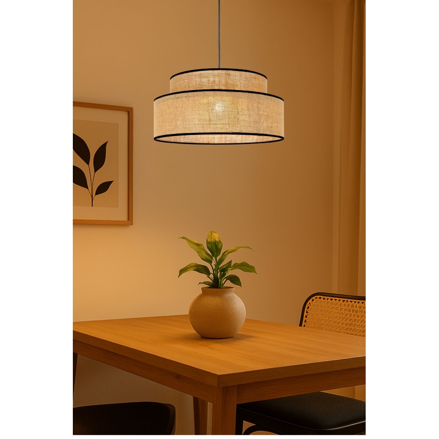 Candeeiro suspenso BOHO 1xE27/60W/230V bege