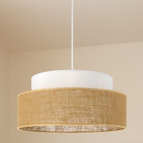Candeeiro suspenso BOHO 1xE27/60W/230V branco/bege