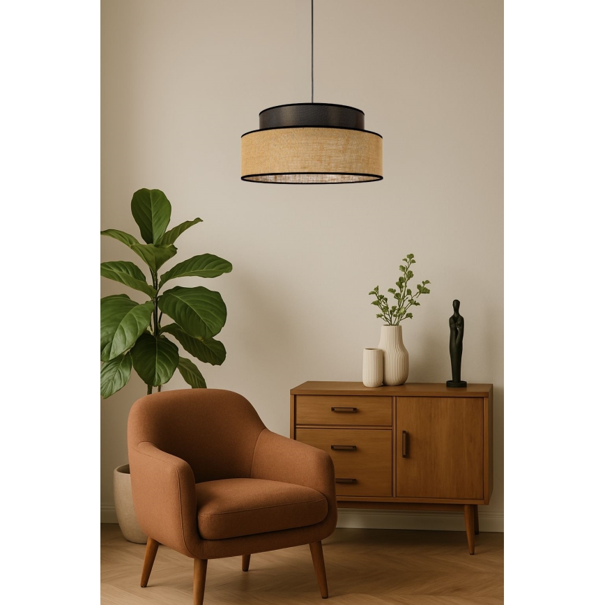 Candeeiro suspenso BOHO 1xE27/60W/230V castanho/bege