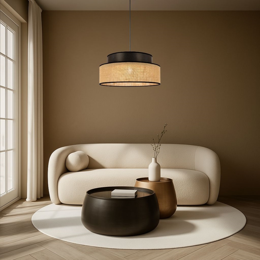 Candeeiro suspenso BOHO 1xE27/60W/230V castanho/bege