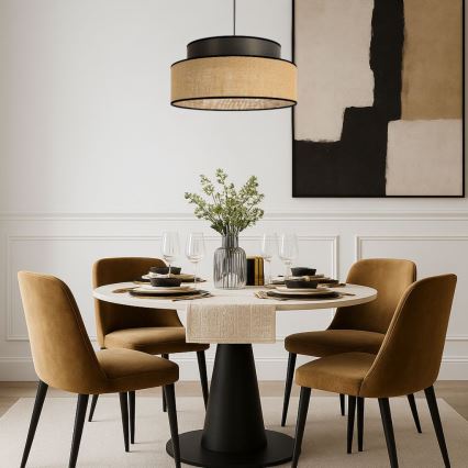 Candeeiro suspenso BOHO 1xE27/60W/230V castanho/bege