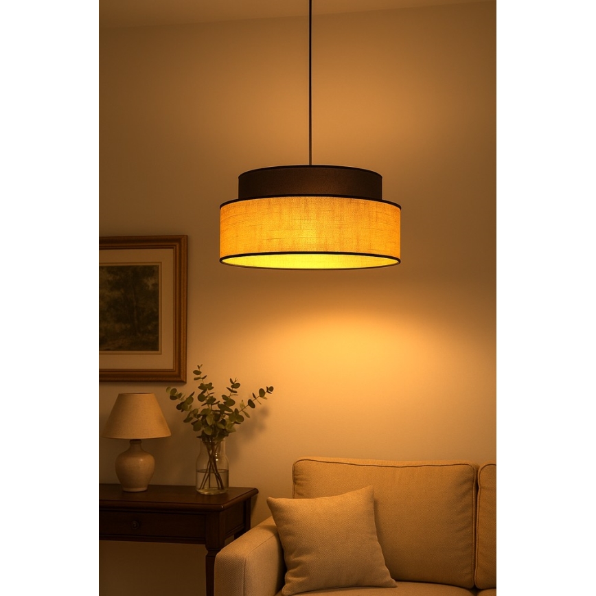 Candeeiro suspenso BOHO 1xE27/60W/230V castanho/bege