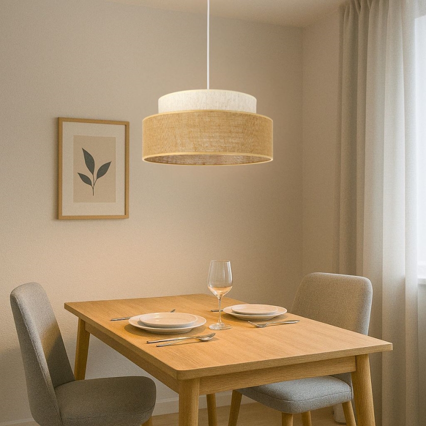 Candeeiro suspenso BOHO 1xE27/60W/230V creme/bege