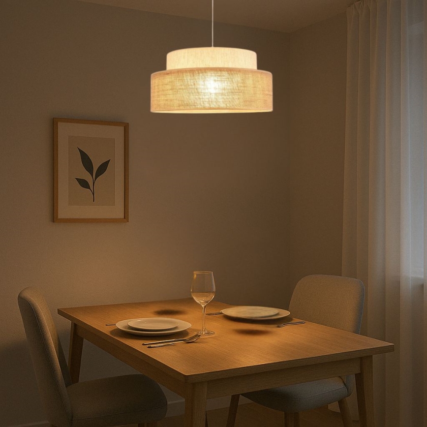 Candeeiro suspenso BOHO 1xE27/60W/230V creme/bege