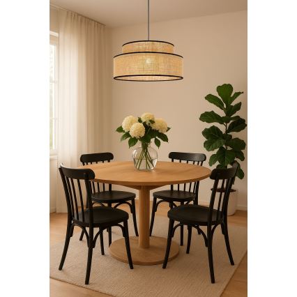 Candeeiro suspenso BOHO 1xE27/60W/230V diâmetro 40 cm bege