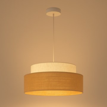 Candeeiro suspenso BOHO 1xE27/60W/230V diâmetro 40 cm creme/bege