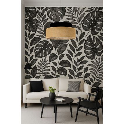 Candeeiro suspenso BOHO 1xE27/60W/230V diâmetro 40 cm preto/bege