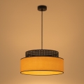 Candeeiro suspenso BOHO 1xE27/60W/230V diâmetro 40 cm preto/vime