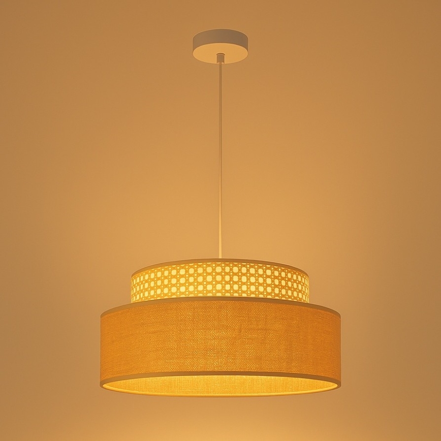 Candeeiro suspenso BOHO 1xE27/60W/230V diâmetro 40 cm vime