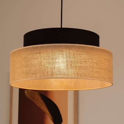 Candeeiro suspenso BOHO 1xE27/60W/230V preto/bege