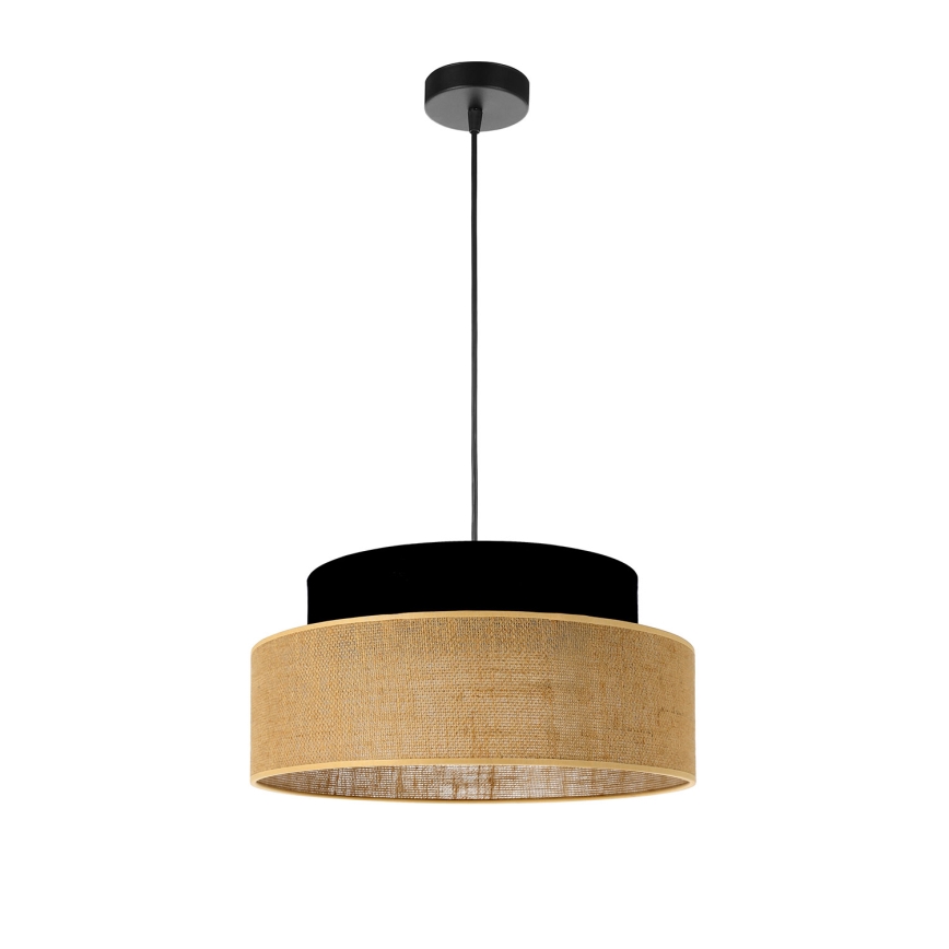 Candeeiro suspenso BOHO 1xE27/60W/230V preto/bege