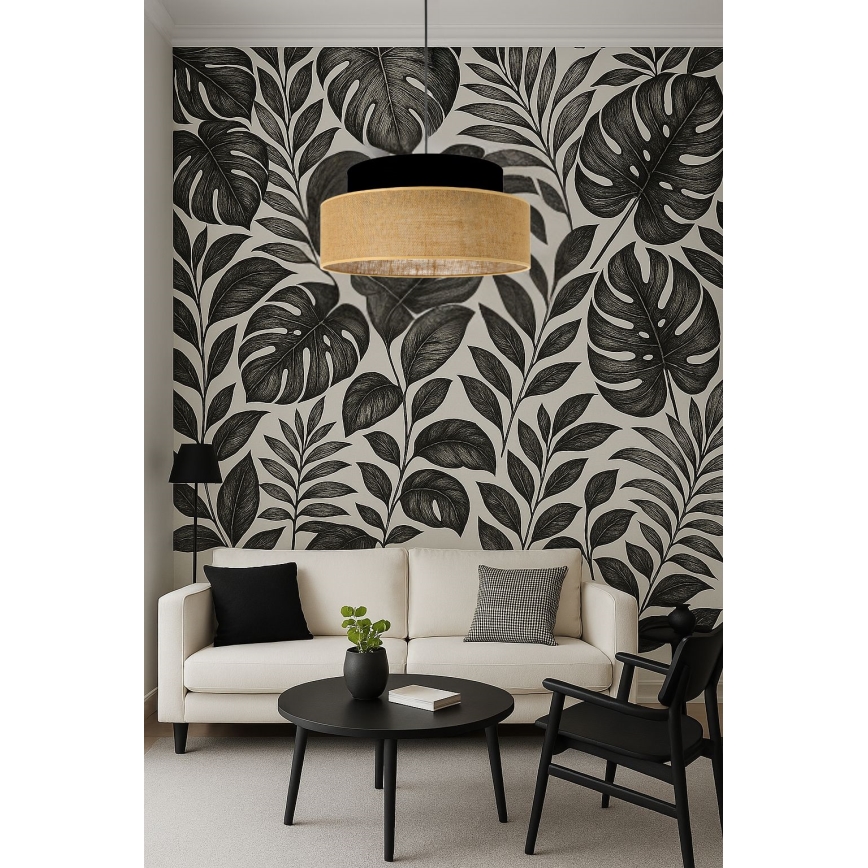 Candeeiro suspenso BOHO 1xE27/60W/230V preto/bege