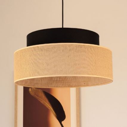Candeeiro suspenso BOHO 1xE27/60W/230V preto/bege