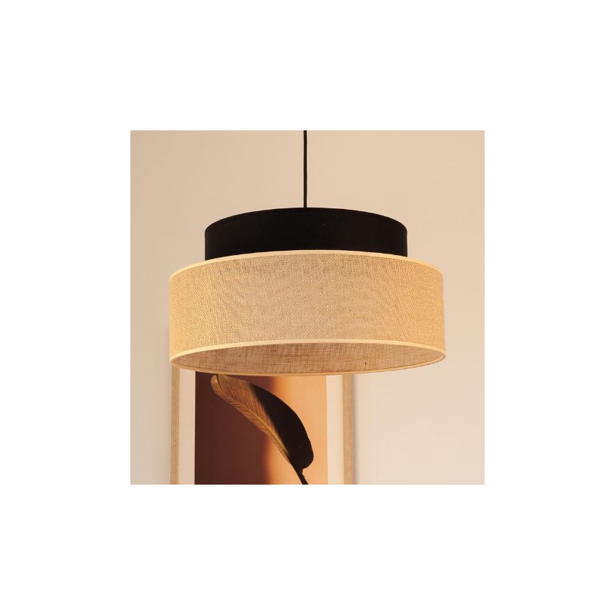 Candeeiro suspenso BOHO 1xE27/60W/230V preto/bege