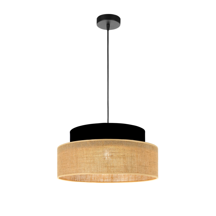 Candeeiro suspenso BOHO 1xE27/60W/230V preto/bege