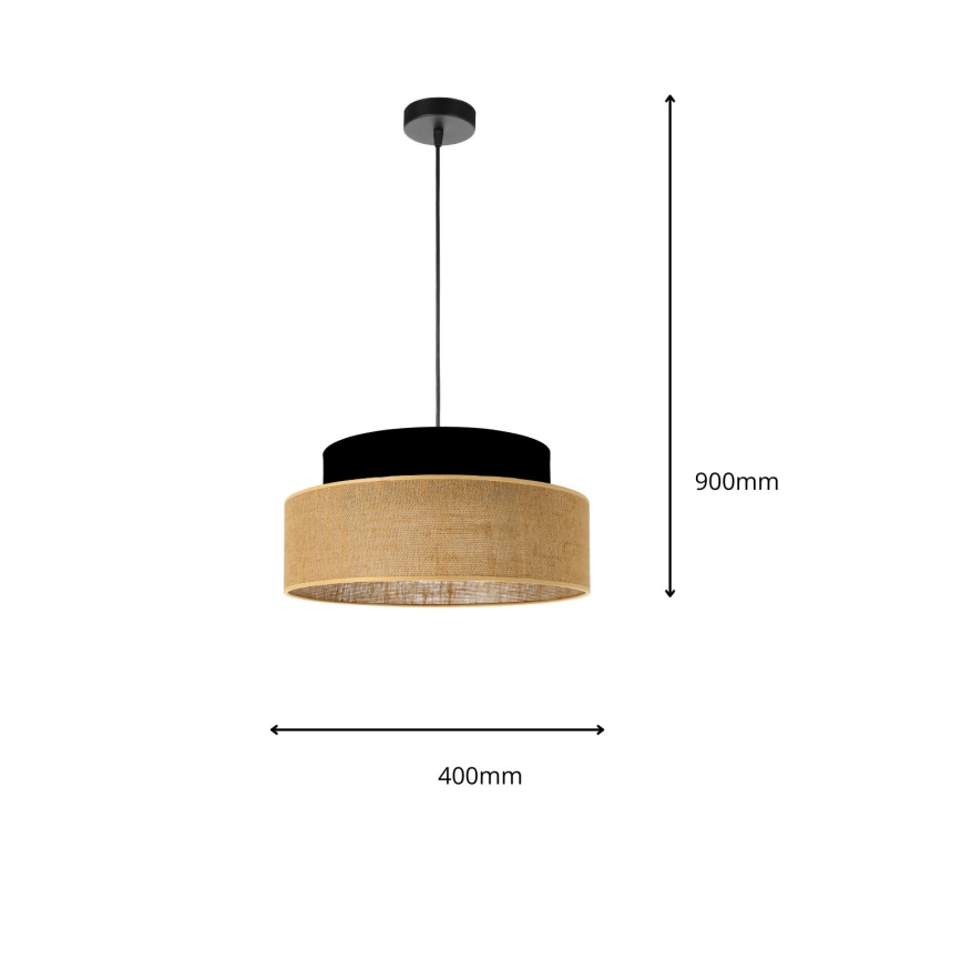 Candeeiro suspenso BOHO 1xE27/60W/230V preto/bege