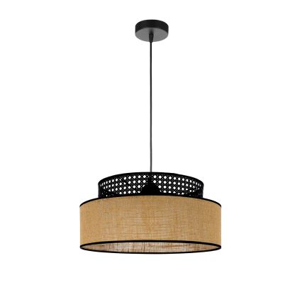 Candeeiro suspenso BOHO 1xE27/60W/230V preto/vime