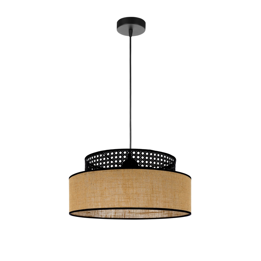 Candeeiro suspenso BOHO 1xE27/60W/230V preto/vime