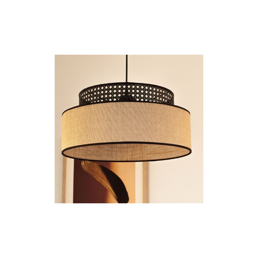Candeeiro suspenso BOHO 1xE27/60W/230V preto/vime