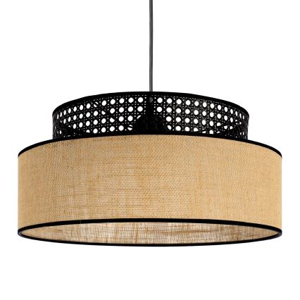 Candeeiro suspenso BOHO 1xE27/60W/230V preto/vime