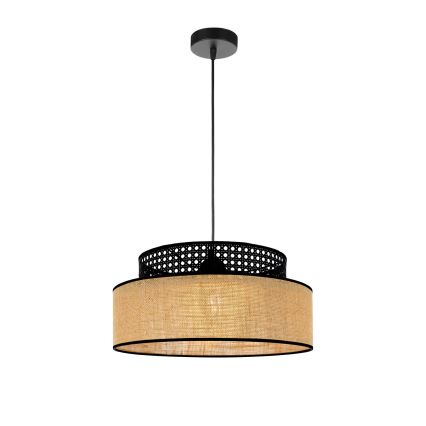Candeeiro suspenso BOHO 1xE27/60W/230V preto/vime