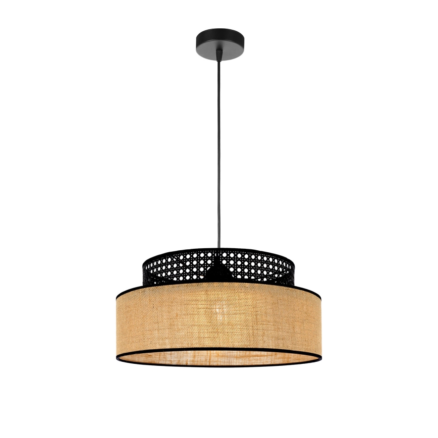 Candeeiro suspenso BOHO 1xE27/60W/230V preto/vime