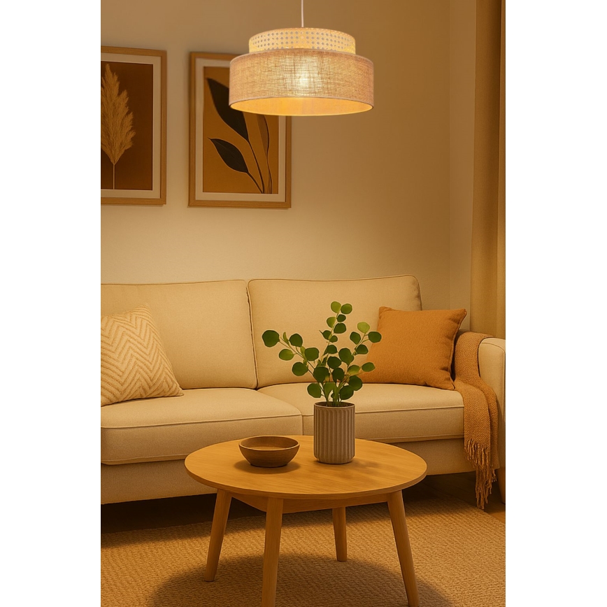 Candeeiro suspenso BOHO 1xE27/60W/230V vime