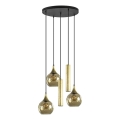 Candeeiro suspenso CALYPSO 2xGU10/60W/230V + 3xE27/60W preto/dourado
