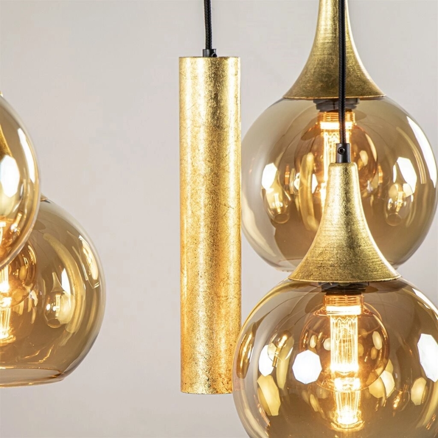 Candeeiro suspenso CALYPSO 2xGU10/60W/230V + 3xE27/60W preto/dourado