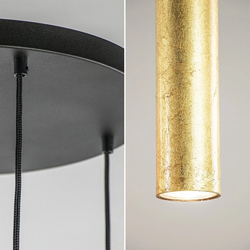 Candeeiro suspenso CALYPSO 2xGU10/60W/230V + 3xE27/60W preto/dourado