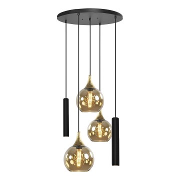 Candeeiro suspenso CALYPSO 2xGU10/60W/230V + 3xE27/60W preto/dourado