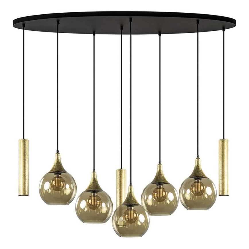 Candeeiro suspenso CALYPSO 3xGU10/60W/230V + 5xE27/60W preto/dourado