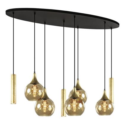 Candeeiro suspenso CALYPSO 3xGU10/60W/230V + 5xE27/60W preto/dourado