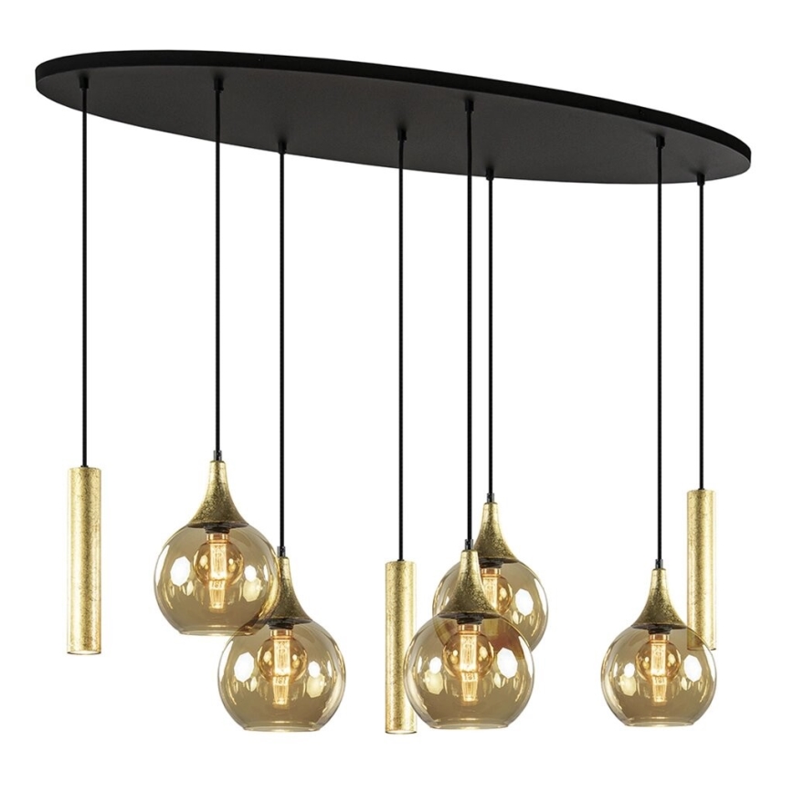 Candeeiro suspenso CALYPSO 3xGU10/60W/230V + 5xE27/60W preto/dourado