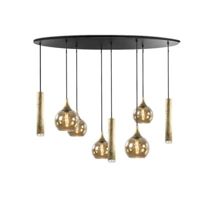 Candeeiro suspenso CALYPSO 3xGU10/60W/230V + 5xE27/60W preto/dourado