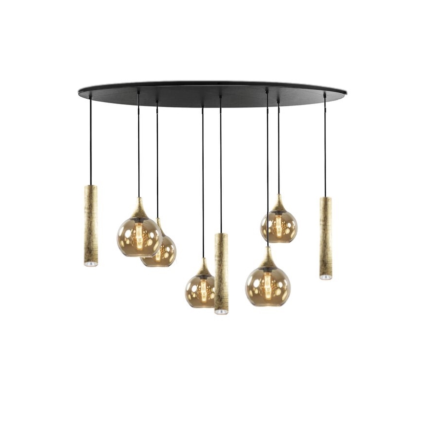 Candeeiro suspenso CALYPSO 3xGU10/60W/230V + 5xE27/60W preto/dourado