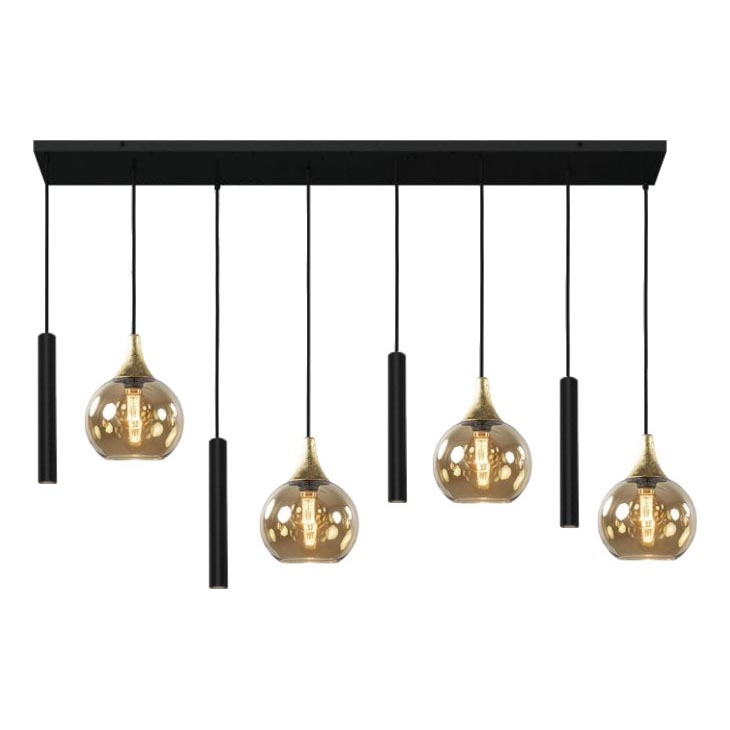 Candeeiro suspenso CALYPSO 4xGU10/60W/230V + 4xE27/60W preto/dourado
