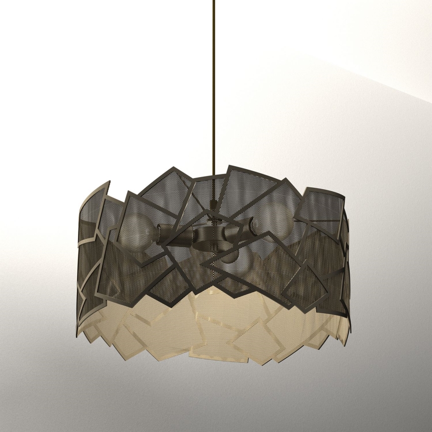 Candeeiro suspenso CAMO 3xE27/15W/230V dourado