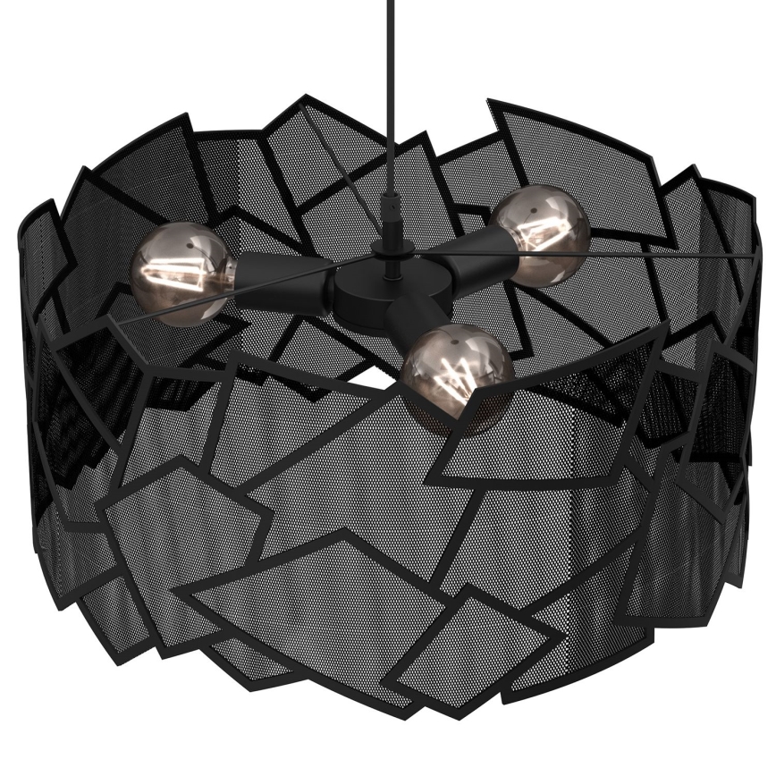 Candeeiro suspenso CAMO 3xE27/15W/230V preto