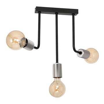 Candeeiro suspenso CANDELA 3xE27/15W/230V preto/cromado brilhante