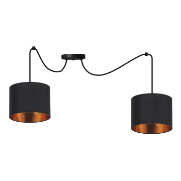 Candeeiro suspenso CANDIDA 2xE27/40W/230V aranha preto/cobre