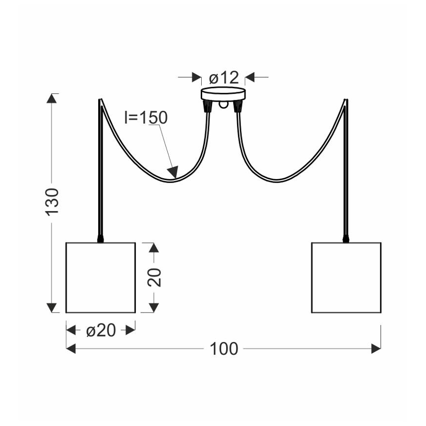 Candeeiro suspenso CANDIDA 2xE27/40W/230V aranha preto/cobre