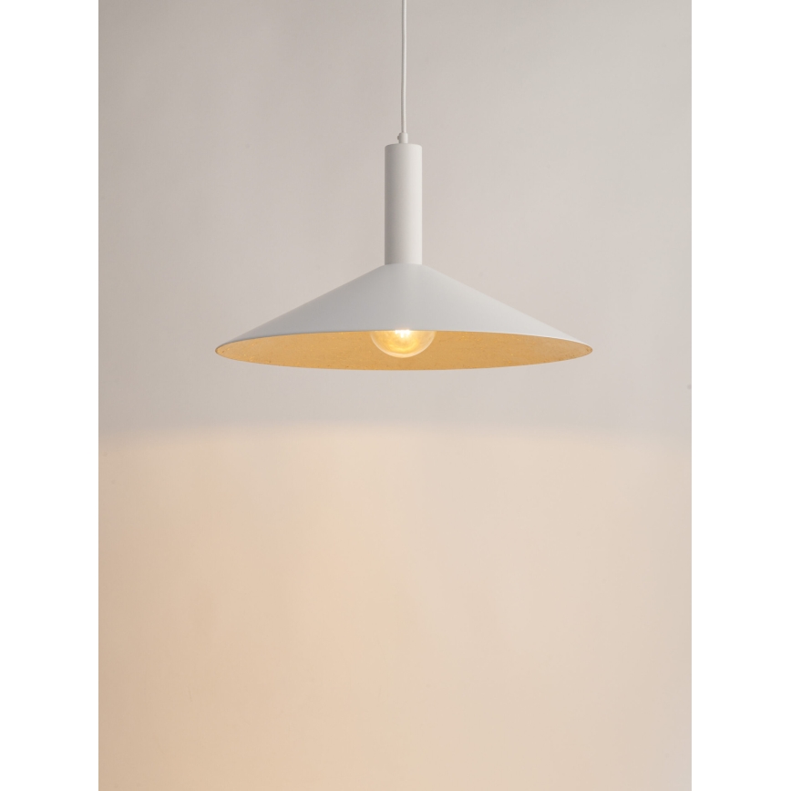 Candeeiro suspenso CAPRI 1xE27/15W/230V diâmetro 50 cm branco/dourado
